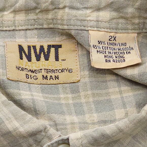 Northwest Territory Shirt Mens 2XL Plaid Short Sleeve Button Down Linen Cotton - Picture 6 of 11